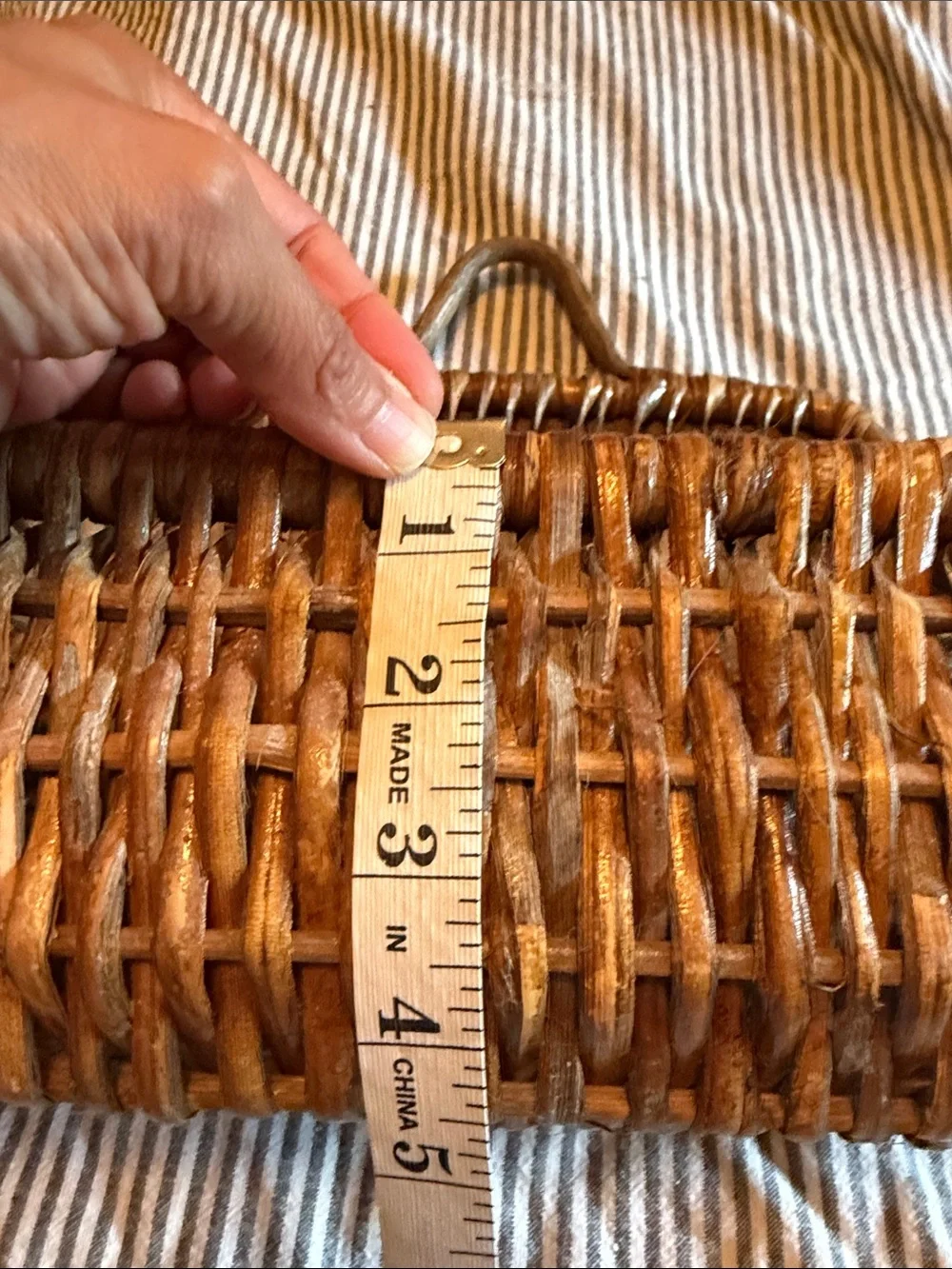 Woven Brown Rattan Wall Basket Organizer